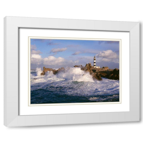 Phare du Creac h White Modern Wood Framed Art Print with Double Matting by Guichard, Jean