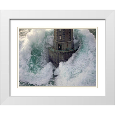 La Jument White Modern Wood Framed Art Print with Double Matting by Guichard, Jean