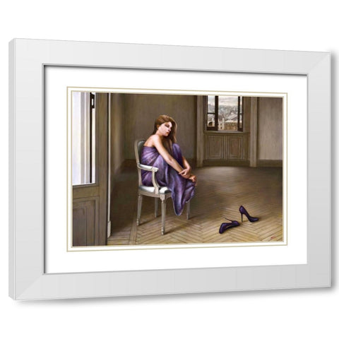 Morning in Paris White Modern Wood Framed Art Print with Double Matting by Silver, John
