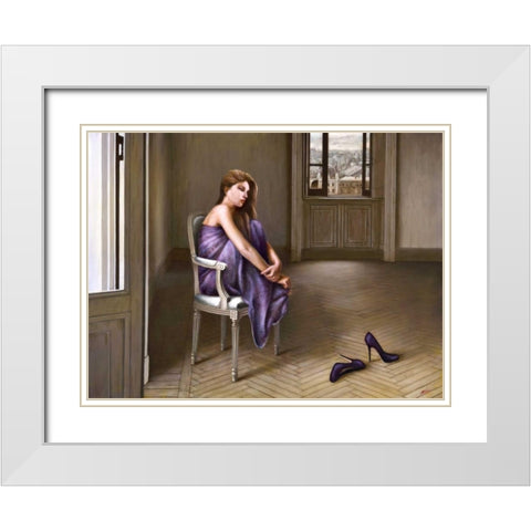 Morning in Paris White Modern Wood Framed Art Print with Double Matting by Silver, John
