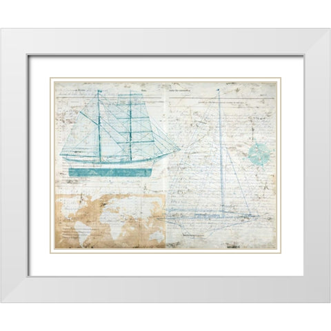 Classic Sailing White Modern Wood Framed Art Print with Double Matting by Joannoo