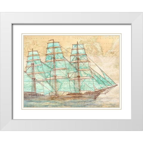 Sailing to the World White Modern Wood Framed Art Print with Double Matting by Joannoo