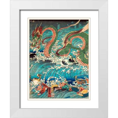 Recovering a jewel from the palace of the dragon king II White Modern Wood Framed Art Print with Double Matting by Utagawa, Kuniyoshi