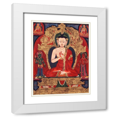 Buddha Vairocana White Modern Wood Framed Art Print with Double Matting by Anonymous