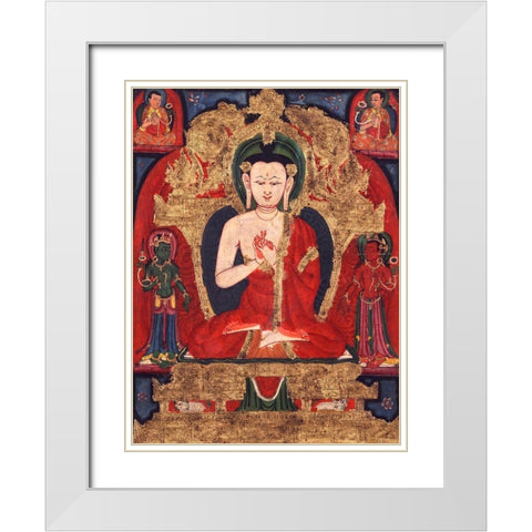 Buddha Vairocana White Modern Wood Framed Art Print with Double Matting by Anonymous