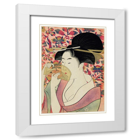 Courtesan  White Modern Wood Framed Art Print with Double Matting by Utamaro, Kitagawa