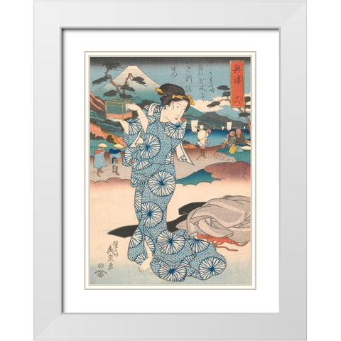Standing woman with box White Modern Wood Framed Art Print with Double Matting by Eisen, Keisai