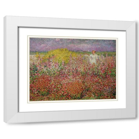 Amongst the Flowers at Belle Isle White Modern Wood Framed Art Print with Double Matting by Russell, John Peter