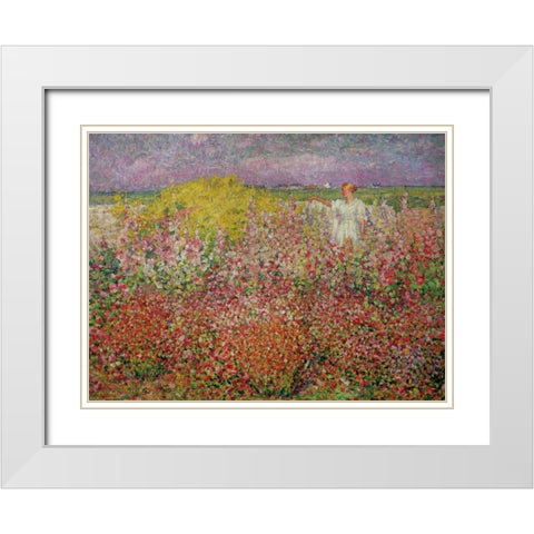 Amongst the Flowers at Belle Isle White Modern Wood Framed Art Print with Double Matting by Russell, John Peter