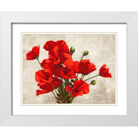 Bouquet of Poppies White Modern Wood Framed Art Print with Double Matting by Thomlinson, Jenny