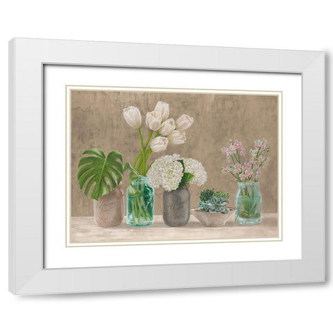 Spring Arrangement I - neutral White Modern Wood Framed Art Print with Double Matting by Thomlinson, Jenny