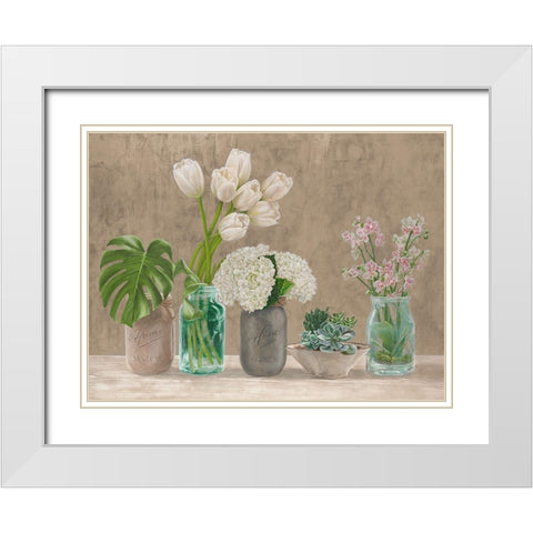 Spring Arrangement I - neutral White Modern Wood Framed Art Print with Double Matting by Thomlinson, Jenny