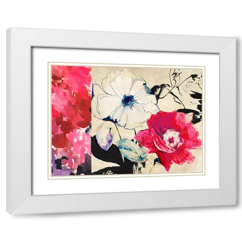 Happy Floral Composition II White Modern Wood Framed Art Print with Double Matting by Parr, Kelly