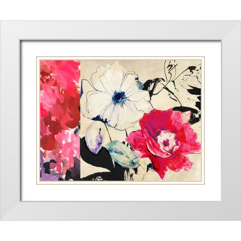 Happy Floral Composition II White Modern Wood Framed Art Print with Double Matting by Parr, Kelly