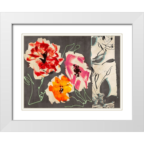 Neon Flowers I White Modern Wood Framed Art Print with Double Matting by Parr, Kelly