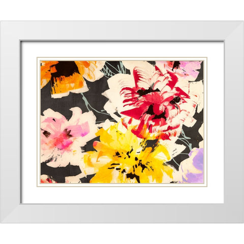 Neon Flowers II (detail) White Modern Wood Framed Art Print with Double Matting by Parr, Kelly