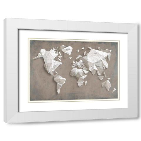 A different world (Taupe) White Modern Wood Framed Art Print with Double Matting by Kaj, Rama