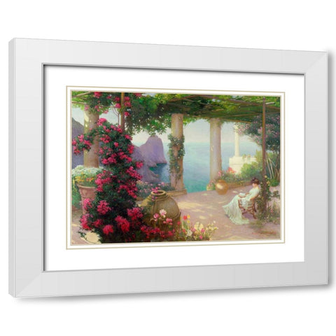 The Terrace Capri White Modern Wood Framed Art Print with Double Matting by Schuster, Karl Maria