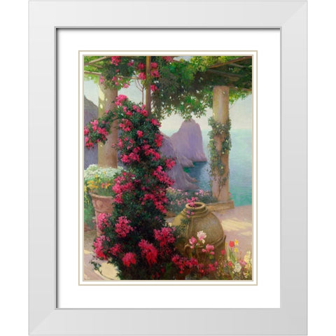 The Terrace, Capri (detail) White Modern Wood Framed Art Print with Double Matting by Schuster, Karl Maria