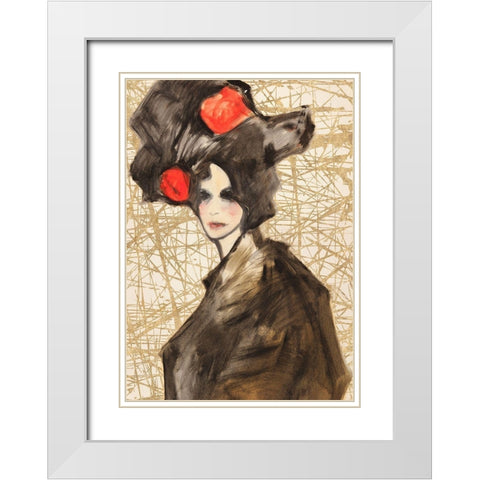 Asian Deity (detail) White Modern Wood Framed Art Print with Double Matting by Kumi