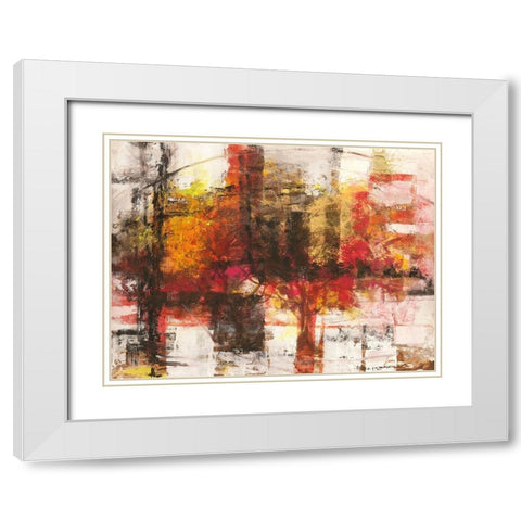 Astratto cremisi White Modern Wood Framed Art Print with Double Matting by Lucas