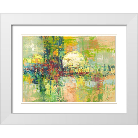 Luna piena White Modern Wood Framed Art Print with Double Matting by Lucas