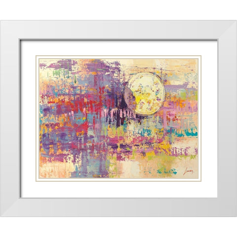 Luna crescente White Modern Wood Framed Art Print with Double Matting by Lucas