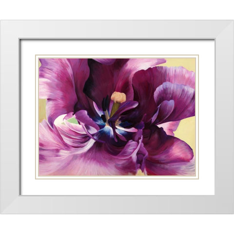 Purple tulip close-up White Modern Wood Framed Art Print with Double Matting by Villa, Luca