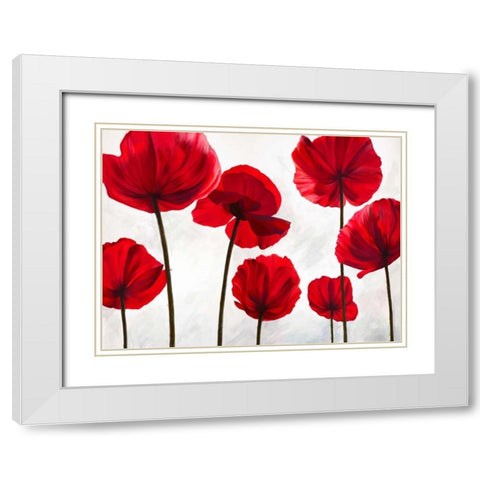 Red Friends White Modern Wood Framed Art Print with Double Matting by Villa, Luca