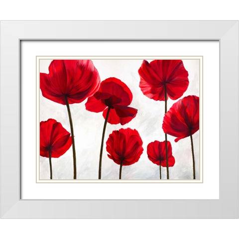 Red Friends White Modern Wood Framed Art Print with Double Matting by Villa, Luca