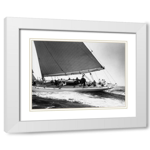 Yankee Cruising on East Coast 1936 White Modern Wood Framed Art Print with Double Matting by Levick, Edwin