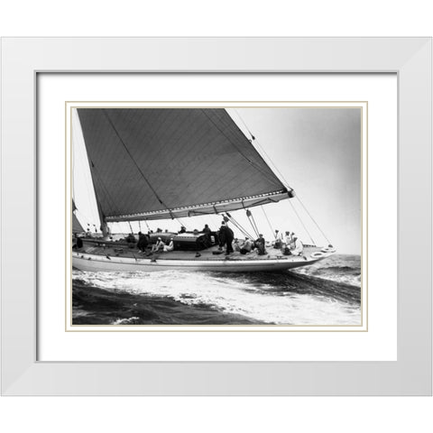 Yankee Cruising on East Coast 1936 White Modern Wood Framed Art Print with Double Matting by Levick, Edwin