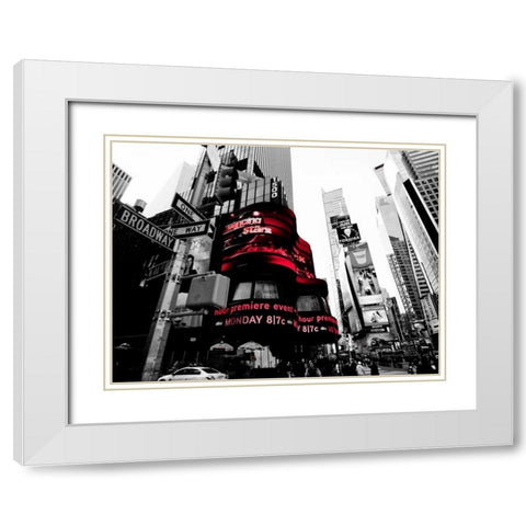 Crossroads Times Square NYC White Modern Wood Framed Art Print with Double Matting by Ludo, H.