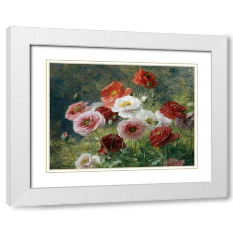 Poppies White Modern Wood Framed Art Print with Double Matting by Lemaire, Louis Marie