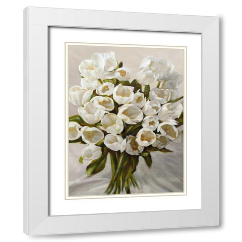 Bouquet Blanc White Modern Wood Framed Art Print with Double Matting by Sanna, Leonardo