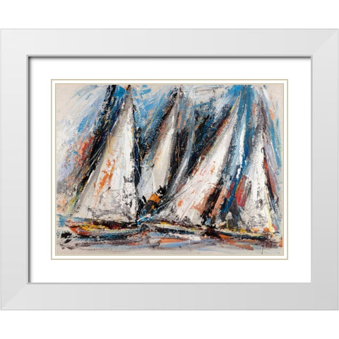 Vele nel cielo White Modern Wood Framed Art Print with Double Matting by Florio, Luigi