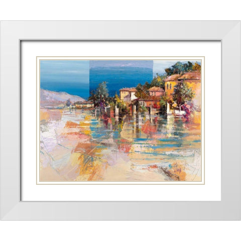 Paese sul lago White Modern Wood Framed Art Print with Double Matting by Florio, Luigi
