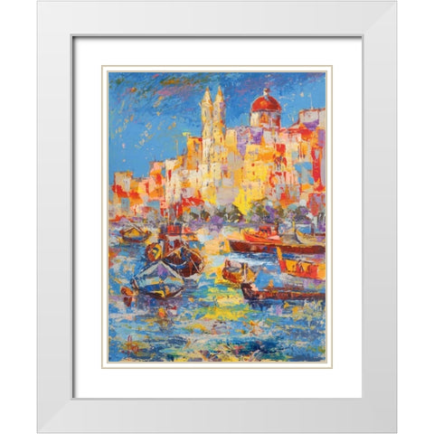 Malta White Modern Wood Framed Art Print with Double Matting by Florio, Luigi