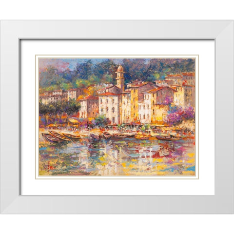 Portofino White Modern Wood Framed Art Print with Double Matting by Florio, Luigi
