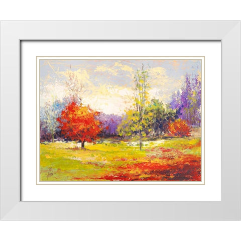 Colori d autunno White Modern Wood Framed Art Print with Double Matting by Florio, Luigi