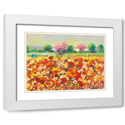 Colori di primavera White Modern Wood Framed Art Print with Double Matting by Florio, Luigi