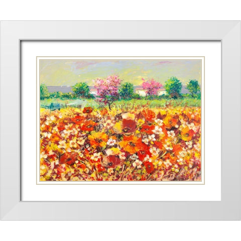 Colori di primavera White Modern Wood Framed Art Print with Double Matting by Florio, Luigi
