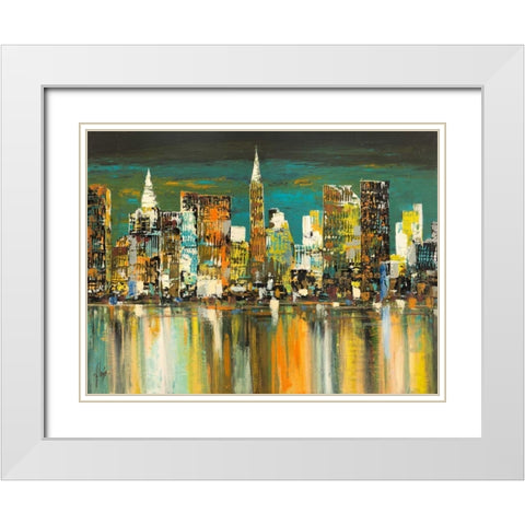 Le mille luci di New York White Modern Wood Framed Art Print with Double Matting by Florio, Luigi