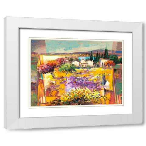 Estate mediterranea White Modern Wood Framed Art Print with Double Matting by Florio, Luigi