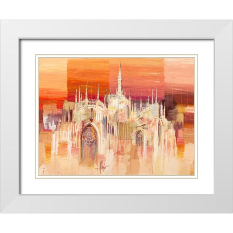 Milano al tramonto White Modern Wood Framed Art Print with Double Matting by Florio, Luigi