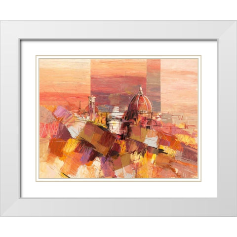 Firenze astratta White Modern Wood Framed Art Print with Double Matting by Florio, Luigi