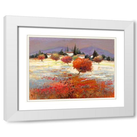 Dolci colline White Modern Wood Framed Art Print with Double Matting by Florio, Luigi