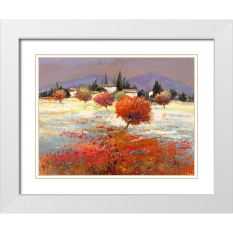 Dolci colline White Modern Wood Framed Art Print with Double Matting by Florio, Luigi