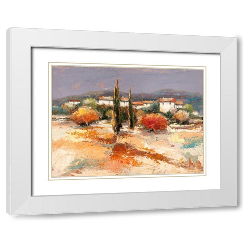 Borgo nel sole White Modern Wood Framed Art Print with Double Matting by Florio, Luigi