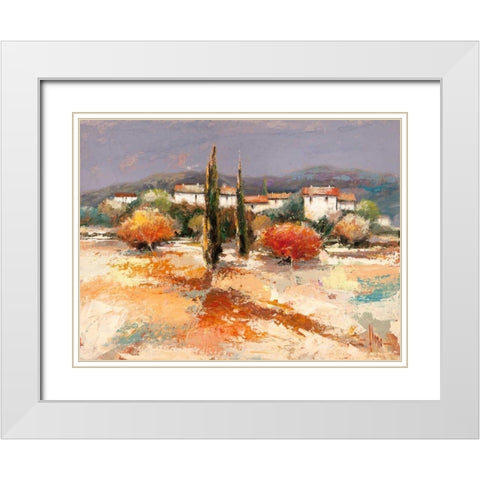 Borgo nel sole White Modern Wood Framed Art Print with Double Matting by Florio, Luigi